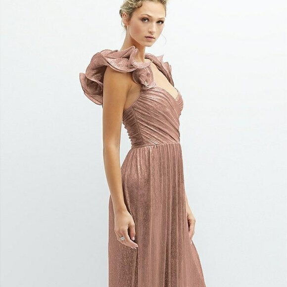 After Six 6883...Convertible Strap Metallic Pleated Dress...Sienna.....Size XS - Picture 7 of 11